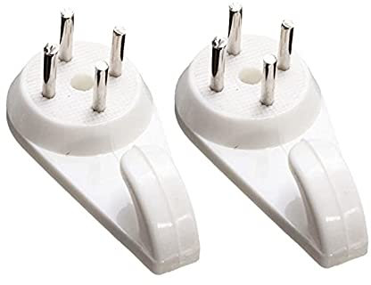 Merriway BH00092 Large 40 mm (1.1/2 Inch) White Nylon Non-Trace Hardwall Drywall Picture Hanger Hook - Pack of 10 Pieces, Black|green|grey|beige