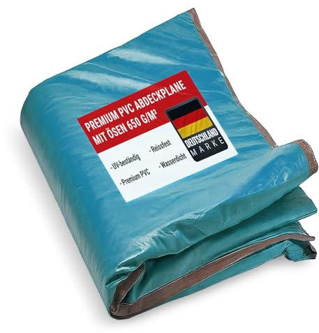 650 g/m² Abdeckplane 1,5 x 10m (15m²) Universelle PVC Abdeckplane: Wasserdicht & Reißfest, mit Ösen, ideal für Fahrzeuge, Holz und Camping