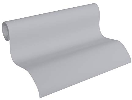 A.S. Création Vliestapete 10,05 m x 0,53 m mit matter Struktur - Grau - einfarbige Uni Tapete Made in Germany - 353320