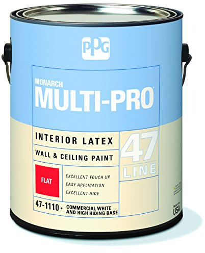 47-1110/01 Latex Paint, High Hide Flat, 1 gal, Multi-Pro, Interior Paint for Rooms, White