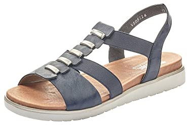 Rieker Sandales pour Femme Printemps/été V5051 T-Spangen, Bleu, 40 EU