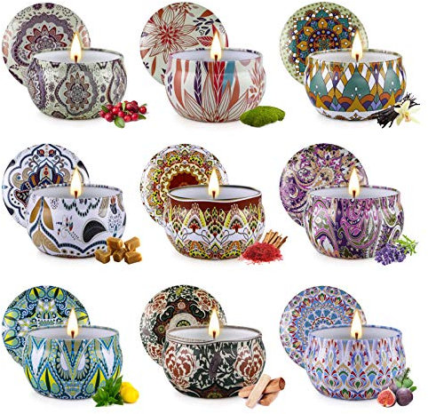 Candles 9 Pack Scented Candles Set Gift for Women, Soy Candles for Home Fragrance Small Candles Burn up to 15 Hours Gift Box for Mum Wife Nan Presents Her Use for Aromatherapy Bath