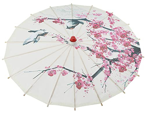 Jenngaoo Parapluie en Papier Huilé, 60cm Artisanat de Petite Taille Art Chinois Parapluie de Danse Classique Fleurs de Prunier pour Les Fêtes Costumes de Photographie Décoration de Cosplay