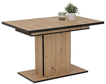 Hela Tische, Esszimmertisch Säulentisch Ariana, Holzwerkstoff melaminbeschichtet, Dekor Artisan, ausziehbar 120-160x80x76cm