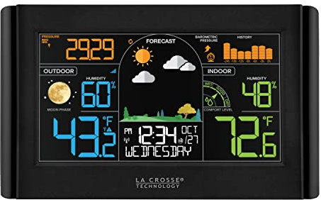 La Crosse Technology 308-27937-INT Station météo couleur sans fil avec affichage bonus, noir