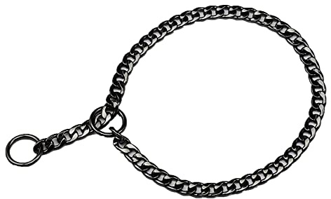 Stainless Steel P Chock Metal Chain -JYHY Dog Necklace Collars Walking Training Pet Supplies for Small Medium Large Dogs (22 (Neck Fits 18-20), Black)