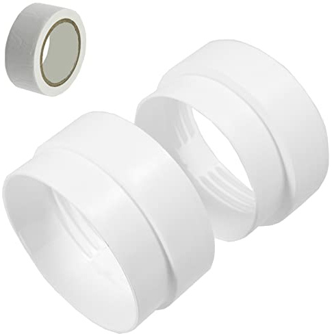 SPARES2GO Tumble Dryer Vent Adaptor Kit 4 100mm Threaded Male & Female Duct Hose Outlet Connector Rings + Sealing Tape