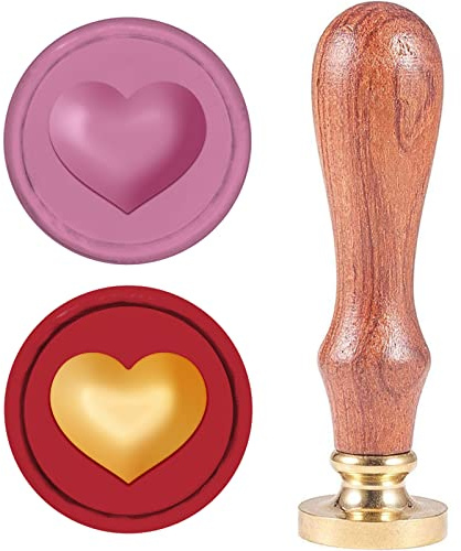 craspire Wachs-Siegelstempel, Liebesherz, 3D-Siegelwachsstempel, Abnehmbarer Messingkopf, Siegelstempel Mit Holzgriff Für Hochzeitseinladungen, Valentinstagskarten, Geschenk