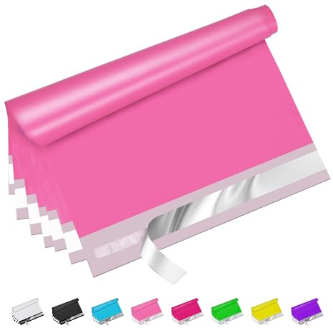 Jowlroel Pink Poly Mailers 10x13 Inch 100 Pcs, Strong Adhesive Shipping Bags for Clothing, Self-Sealing and Waterproof Mailing Envelopes, Privacy Protected Mailer Bags for Small Business