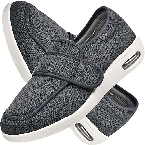 AEHO Scarpe per diabetiche da Donna Pantofole Anziani Piedi gonfiati con Chiusura a Strappo comode Scarpa Ortopedica Made in Italy Scarpe Ortopediche Pantofole Leggere,Grigio,38 EU