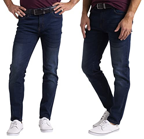 westAce Men’s Slim-Fit Stretch Cotton Denim Jeans - Western Casual Wear, Comfort Straight Full Pants with Flex Waistband, Stylish 5-Pocket Design 28W-40W (Indigo Blue, 34 Waist x 32 Length)