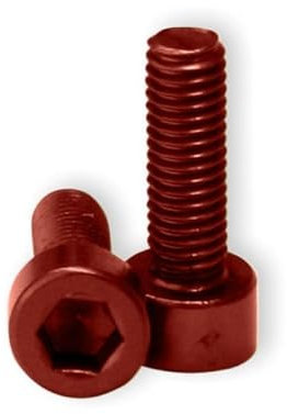 Zylinderkopfschraube M5 x 15 bunt 2 Stück, Aluminium, Innensechskant, Schraube f. Flaschenhalter Aluminium (Rot)