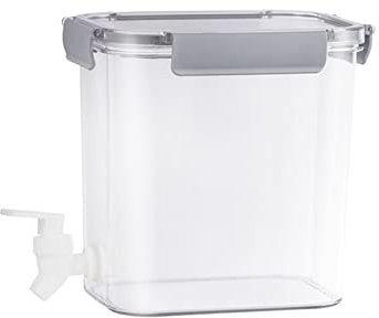 ZHDOKA Kühlschrank-Kaltkessel mit Wasserhahn, Kunststoff-Kaltwasserkrug, Transparenter Getränkespender, Getränkekrug, Eimer, Limonadeneimer, Getränkebehälter für Garten, Zuhause,(grau-3,5L)