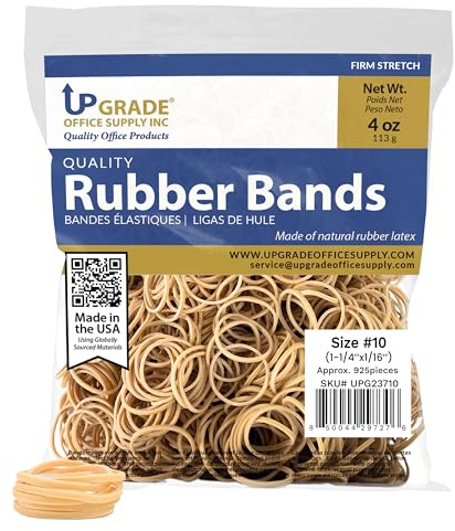 Upgrade Office Supply UPG23710 Rubber Bands, Size 10 (1-1/4 in x 1/16 in), 925 Bands, 1/4 lb Bag, USA