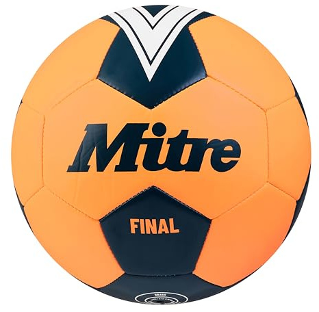 Mitre Final Freizeitfußball | Ideal für Kinder | Fußball-Geschenk Fußball, Fluoreszierendes Orange/Tidal-Blaugrün, 3