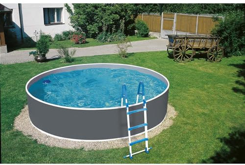 Paradies Pool® Aufstellpool Splash Pool Komplettset rund 360 x 110 cm grau inkl. Filteranlage, Leiter und Vlies