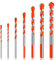 7 Pcs Brocas Porcelanico, Juego de brocas profesional Broca Azulejos de Carburo de Tungsteno, Brocas hormigon, Brocas para porcelanico, madera, Hormigón, porcelana, ladrillo, cemento 3 4 5 6 8 10 12mm