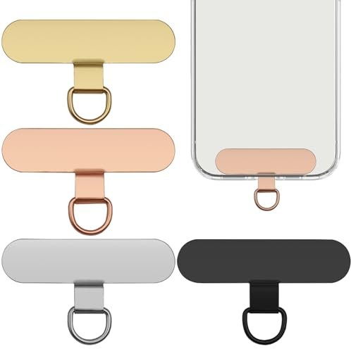 Phone Tether Tab, 4 Pcs Metal Patch, Phone Strap Replacement Part for Cell Phone, Safety Lanyard Stainless Steel Patch Tabs, Universal Phone Lanyard Patch Without Adhesive, 4 Colors