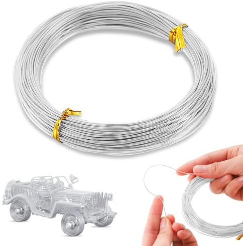 POPOYU Craft Wire Aluminum 18 Gauge 1mm,165 Feet Silver Florist Wire Floral Wires,Metal Modelling Wire ArmatureWire for Jewellery Making,Stainless SteelWire for Craft,Floral,Jewellery Making Tools