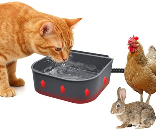 NAMSAN Frostschutz Wasserflasche im Winter für Hundekäfige und Hängekäfig Beheizbarer Wassernapf zum Aufhängen Beheizter Tränke für Tiere, Gray