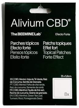 Alivium Parches CBD - Bienestar y Confort Natural - Músculos y Articulaciones - Parches Tópicos CBD, Mentol, Cúrcuma y Té Verde - Espalda, lumbar, rodillas, hombros y más