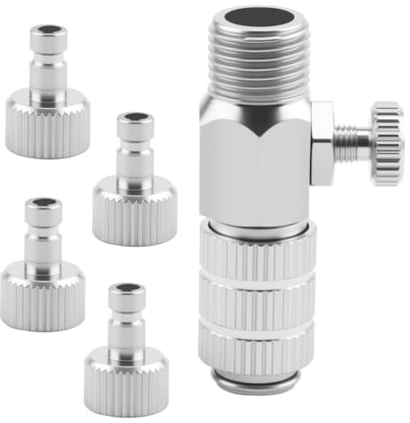 Airbrush Quick Release Coupling Disconnect Adapter Kit 4PCS 1/8 Inch Male Adapters and Female Connectors Airbrush Compressor Adapter Fitting Connector Adapters Kit for Air Compressor Airbrush Hose