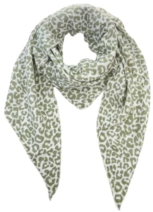 FASHION YOU WANT XXL Tuch Musselin Tuch Damen Leo Dreieck Made Italy 195 x 72 cm für alle Jahreszeiten geeignet Halstuch leoprint Schal Baumwolle