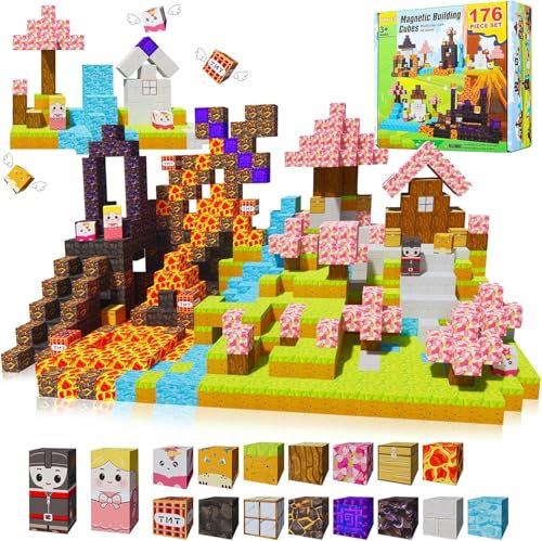 Yeegnar Magnetische Bausteine 150 Stück Montessori Spielzeug&Knobelspiele Magnetic Building Blocks Magnetische Fliesen Kleinkindspielzeug Kreatives Geschenk für Jungen und Mädchen ab3+