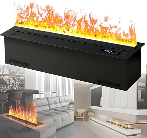 ZXSYYDS Cheminée électrique Encastrée à Flamme Atomisée Réaliste, avec Télécommande Et Minuterie, Cheminée à Atomisation 3D, Télécommande, Plusieurs Couleurs Et Réglage De La Flamme,150cm