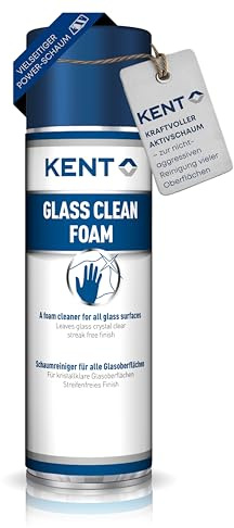 KENT Glass Clean Foam – Mousse de nettoyage pour vitres sans parfum pour un nettoyage sans traces