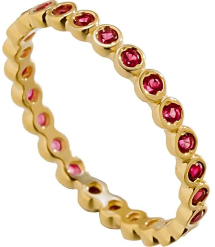 Ayoiow Vorsteckring 585 14K Gelbgold, Dünn Rubin Goldene Hochzeitsringe, Damen Ringe Gold 585
