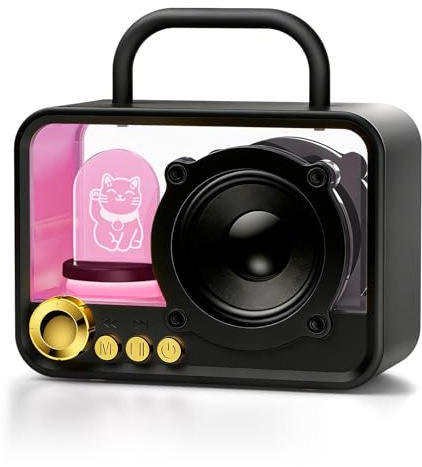 Ykall Altavoz Bluetooth RGB, Sonido Estéreo Portátil Mini (Negro) | Diseño Punk con Luces LED y Gato, Bluetooth 5.3, 8h Batería, Ligero, Portátil, Para Fiesta/Viaje/Oficina, Regalo
