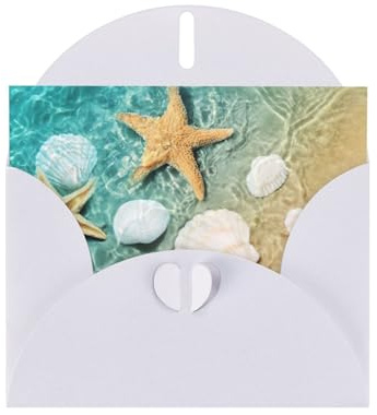 Belles cartes de vœux avec imprimé étoile de mer et festonné, enveloppes incluses – Cartes de vœux vierges pour mariages, événements, anniversaires