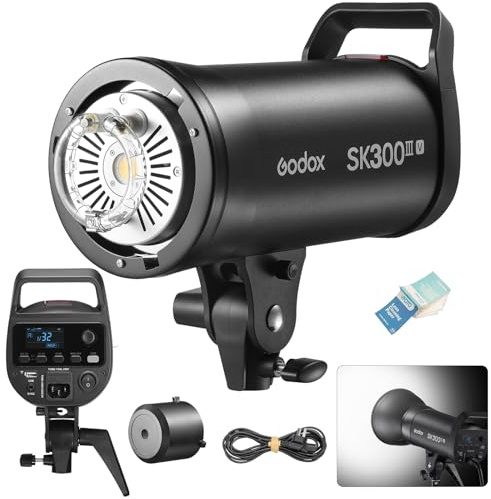 GODOX SK300III-V Flash da Studio, SK300IIIV 300Ws GN58 Strobe Luce con Regolabile LED Modellabile Lampada, Tempo di Riciclaggio 0.1-1.5s, Bowens Mount, Sistema X Wireless 2.4G