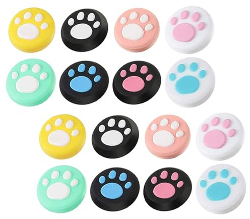 LIFKICH Protections en Silicone pour Joystick Switch 16 Pièces, Motif Pattes de Chat, Antidérapantes, Faciles à Poser, pour Gamers Recherchant Précision et Confort Plusieurs styles