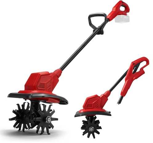 Motoazada para huerto, azada eléctrica, para Milwaukee M18 18 V, con Profundidad de Trabajo de 18 cm, Ancho de Trabajo de 20 cm, Velocidad de 387 RPM, Mango ergonómico, para Cultivo de jardín