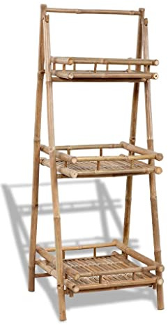 Ziaphsol Soporte para plantas de bambú con 3 estantes, soporte para flores, estantería para plantas, escalera para balcón, terraza, salón, jardín de invierno, jardín, esquina, orden decorativo y