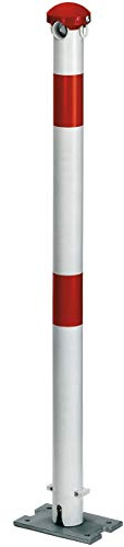 Alberts 690618 Absperrpfosten Grünenthal | wahlweise in verschiedenen Ausführungen | zum Aufschrauben, umlegbar | weiß | Pfosten-Ø 60 mm | Höhe über Boden 100 cm