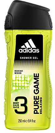 adidas Pure Game Duschgel 3-in-1 – Entspannender, würziger Duft für Körper, Haare & Gesicht – pH-hautfreundlich – 1 x 250 ml