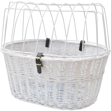 Perros bicicleta cesta blanco para portaequipajes, L 53 cm x B 40 cm x h 25/46 cm, color blanco