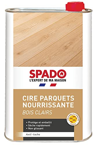 SPADO - Cire nourrissantes parquets bois clairs - nourrit et protège - sèche rapidement - anti tache - non glissant - cire d'abeille - 1L - Fabriqué en France