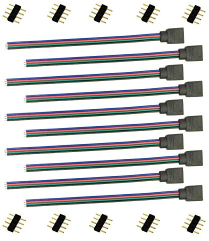 LitaElek 10pcs 4 Polig RGB LED Streifen Verbinder Kabel Strip Controller Anschlusskabel Stripe Kabelverbinder LED Band Schnellverbinder Jumper für SMD 5050 3528 2835 RGB LED Strip, 15cm Lang