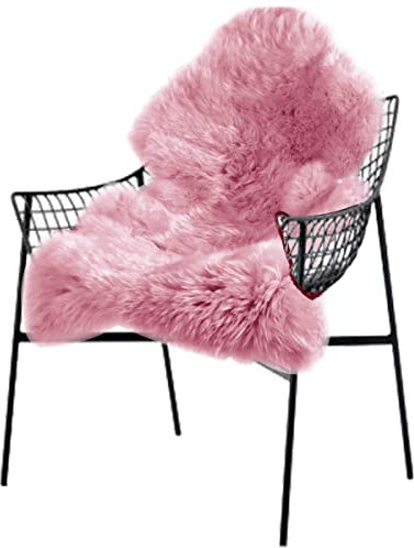 WOLTU Fellteppiche Schaffell, Kunstfell Lammfellimitat Teppich flauschig, Longhair Fell Optik, Dekofell für Stühle, Couch, Sofa Wohnzimmer Schlafzimmer Kinderzimmer, Rosa, (90-100) x60 cm