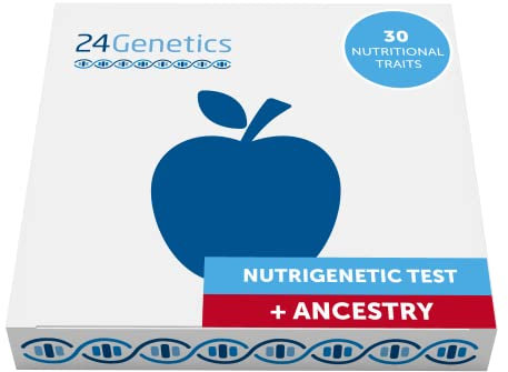 24Genetics - Sport Plus Pack + Ancestry DNA Test (Geschenk) - Kombinierter Sport- und Ernährungs-Gentest - Home DNA Kit - Enthält 4 Berichte: Sport + Nutrigenetik + Pharmakogenetik + Vorfahren