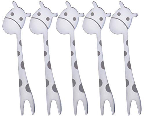 BESTonZON Obst Gabeln, Cute Cartoon Tiere Edelstahl Food Pick Gabeln f¨¹r Kids Home 5St-13,49 x 1,7 x 0,51 cm