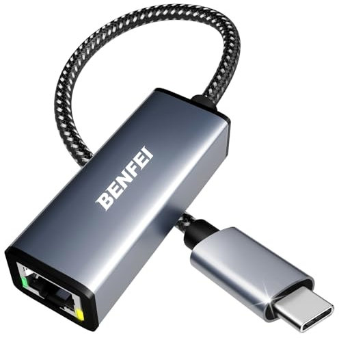 BENFEI Adattatore USB C a Ethernet, USB Tipo C a RJ45 Ethernet LAN [Compatibile Thunderbolt 3/4], compatibile per iPhone 15 Pro/Max MacBook Pro/Air 2023 iPad Pro iMac S23 XPS 17 e altro