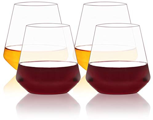 COOKY.D Verres à Eau Incassables Tritan Verres à Vin Rouge en Plastique Convient pour Vin Whisky, Lave-Vaisselle, Parfait pour la Maison, Le Pique-Nique et Les Fêtes, Lot de 4, 17oz
