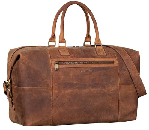 STILORD Rover Bolsa de Viaje Grande de Piel para Hombres Mujeres Cuero Bolsa Deporte Vintage Fin de Semana para Vacaciones Acoplable al Carro Color:Torino - marrón