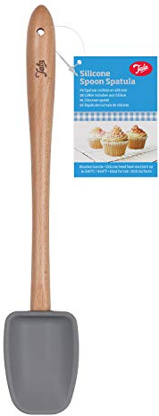 Tala Spatule Cuillère en Silicone Grise avec Manche en Bois résiste à 240 C tête amovible 29,3 x 5,2 cm pour mélanger racler pâtisserie et cuisson