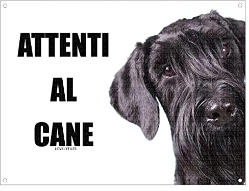 SCHNAUZER ATTENTI AL CANE TARGA CARTELLO INSEGNA METALLO (15X20)